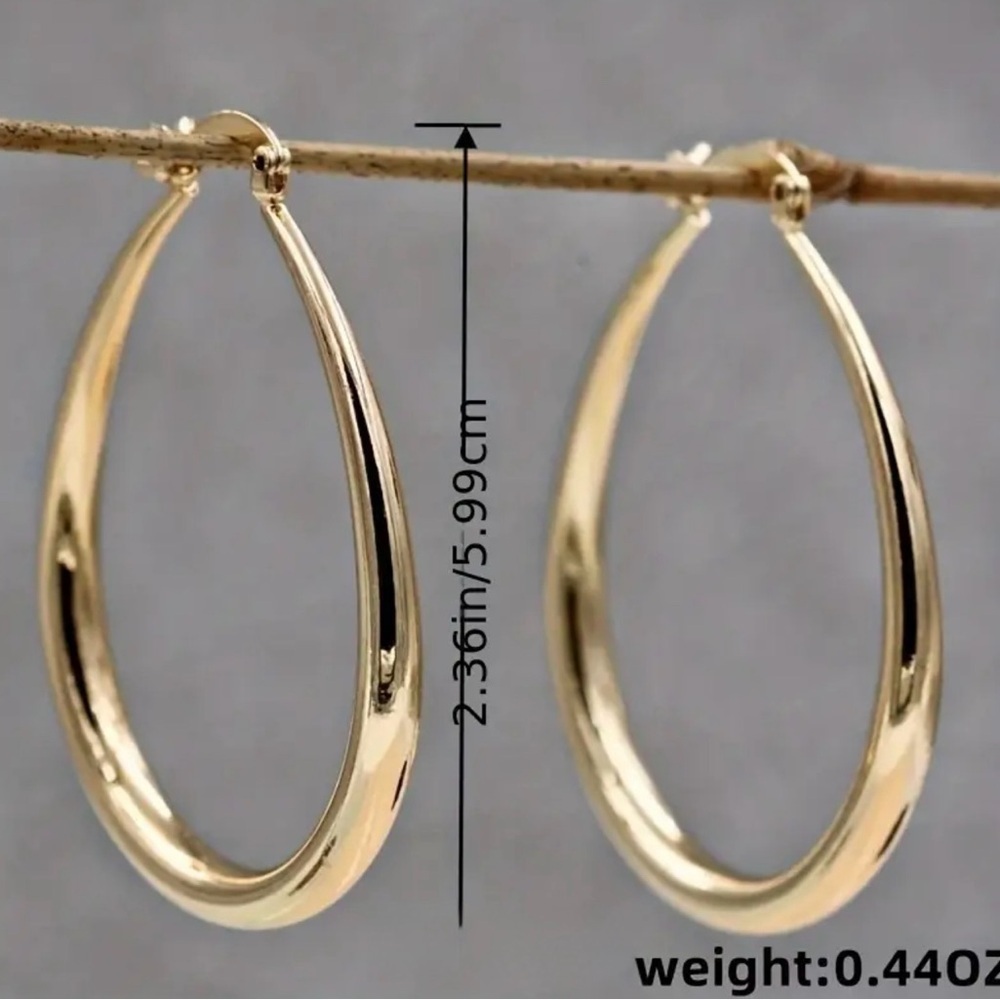 Gold Teardrop Earrings - Picture 2 of 3